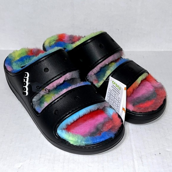 New Crocs Classic Cozzzy Spray Dye Sandal Fuzzy Slipper Unisex Men’s 12 Women 14 main image 6